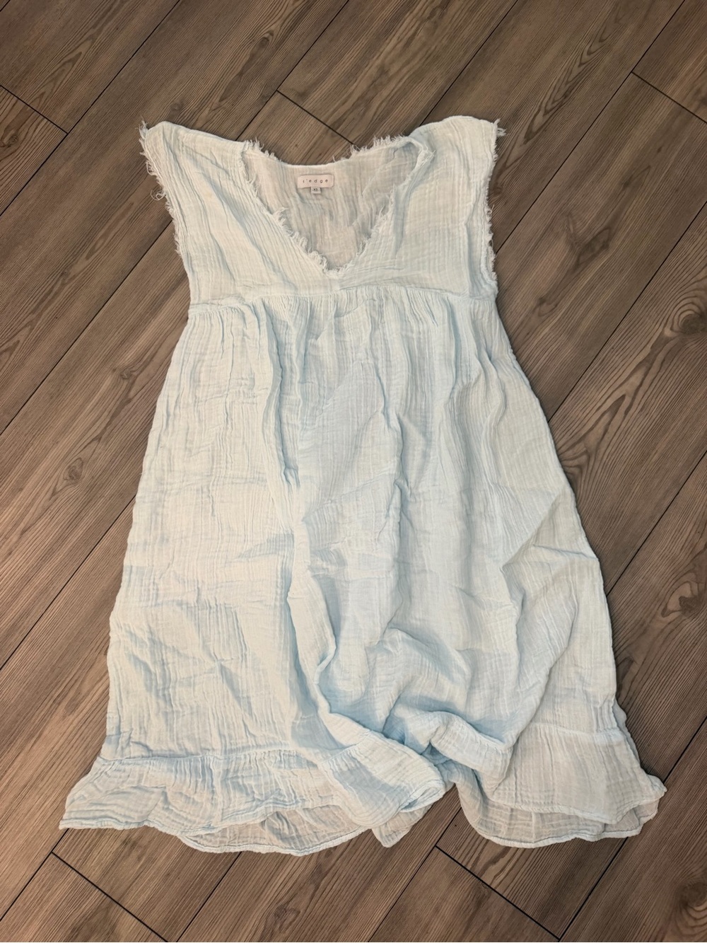 Light Blue Gauze V-Neck Sleep Dress by